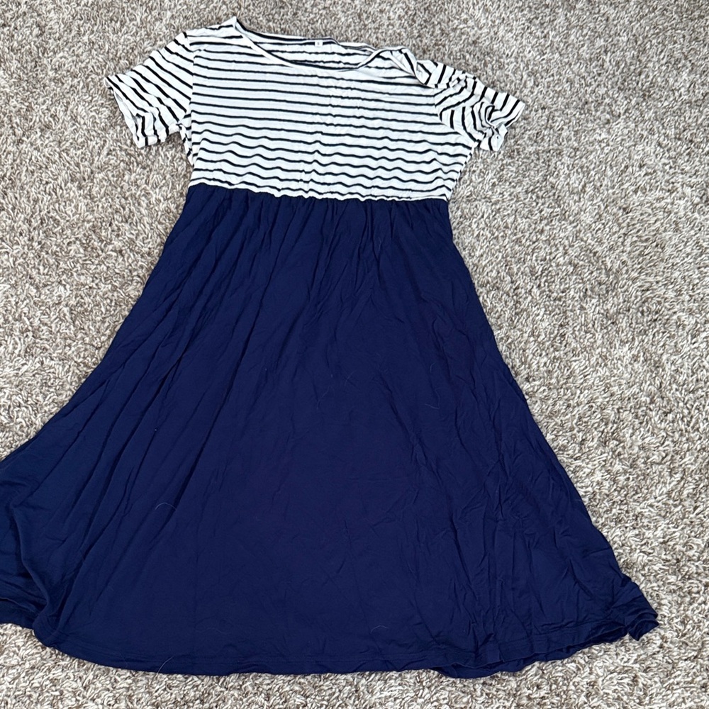 Navy and White Striped women’s Maternity Dress
